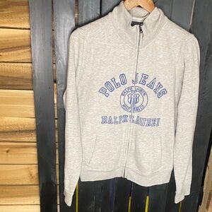 Vintage Polo Jeans Ralph Lauren Light Gray Polo Jeans Jacket size large